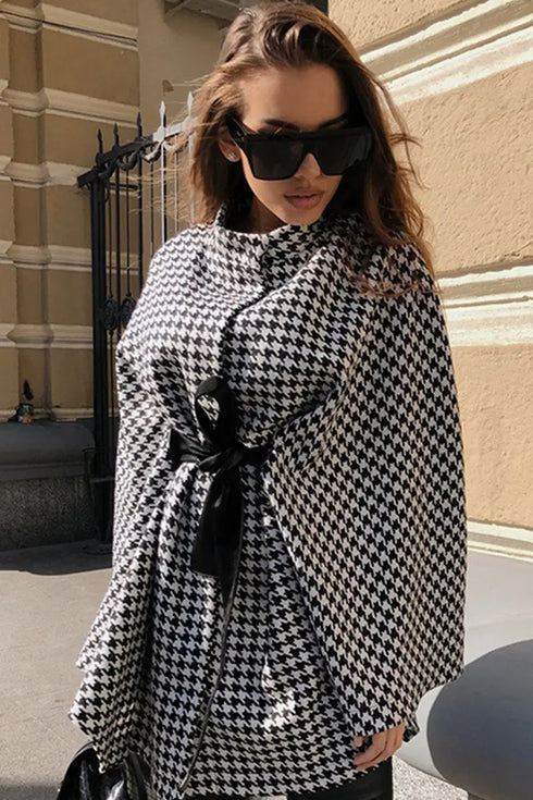 'Eira' Plaid Houndstooth Coat - Celes Fashion